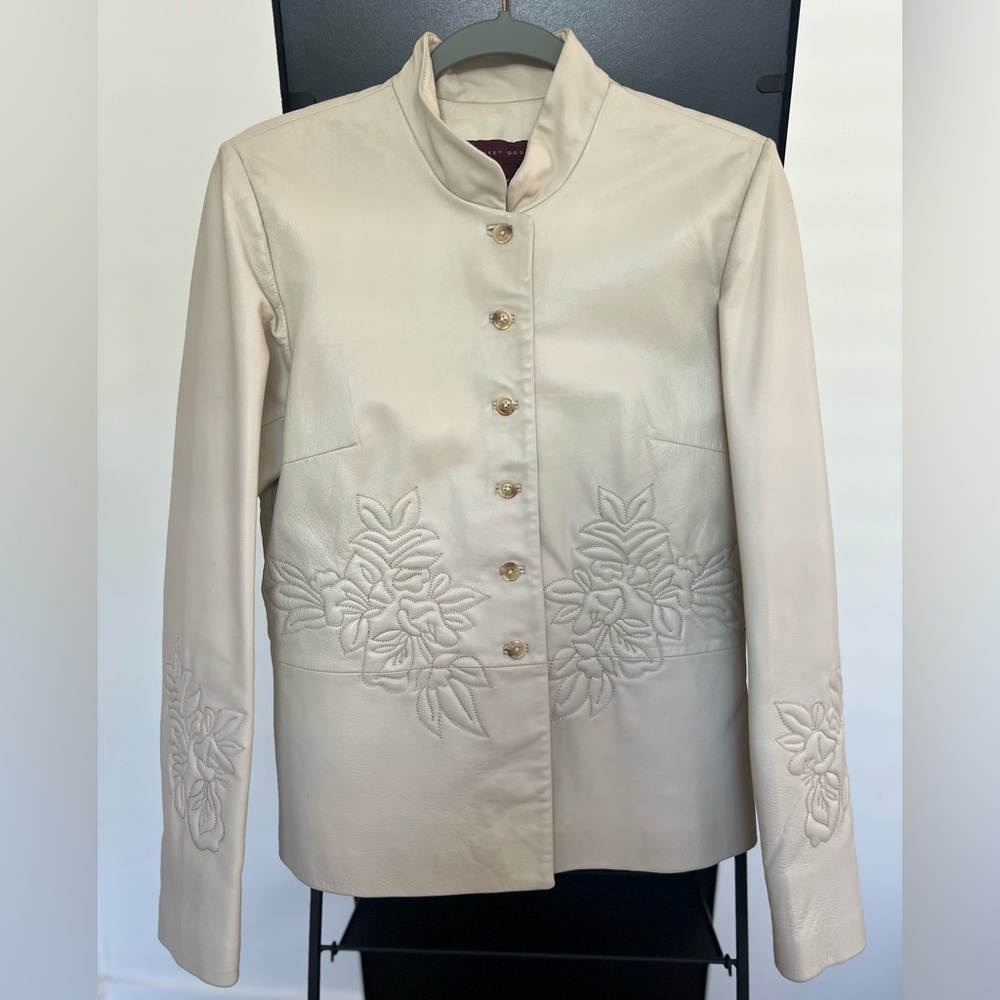 Margaret Godfrey Women’s 100% Genuine Leather Embroidered Floral VINTAGE Jacket